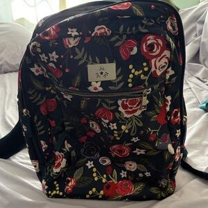 Jujube Floral Backpack with Red and White Roses
